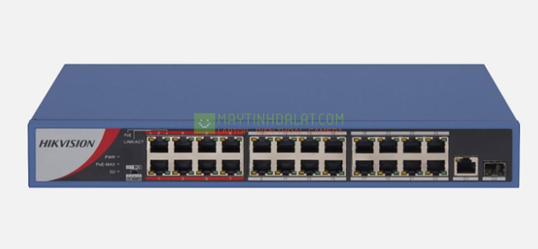 Switch cấp nguồn PoE 24 Port Hikvision DS-3E0326P-E/M(B) công suất 225w, cấp nguồn 250m