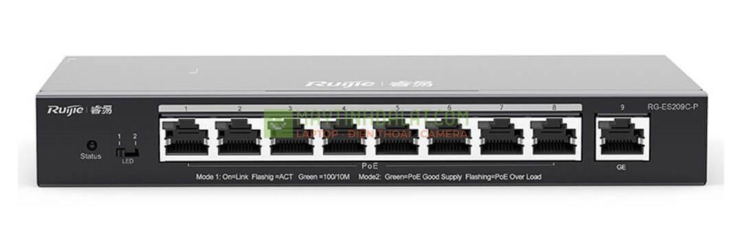 Thiết bị mạng HUB -SWITCH Ruijie RG-ES209GC-P ( 9-Port Gigabit Smart POE Switch, 9 Gigabit RJ45 Ports , including 8 PoE/POE )
