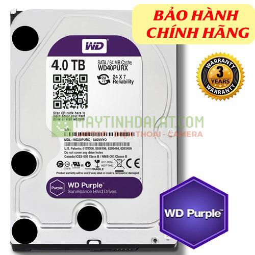 Western WD Purple WD40PURZ 4TB 3.5" SATA 3/ 64MB Cache/ 5400RPM dòng ổ cứng chuyên dụng cho camera (chính hãng)