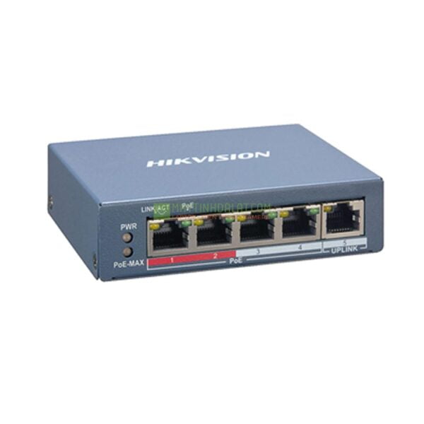Switch Poe 4 port Hikvision DS-3E1105P-EI (4 port x 10/100 Mbps, công suất 65W, cấp nguồn lên đến 250m)
