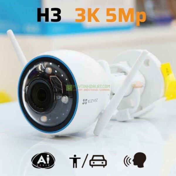 Camera không dây ngoài trời Ezviz CS-H3 3K 5MP, đàm thoại 2 chiều, phát hiện con người