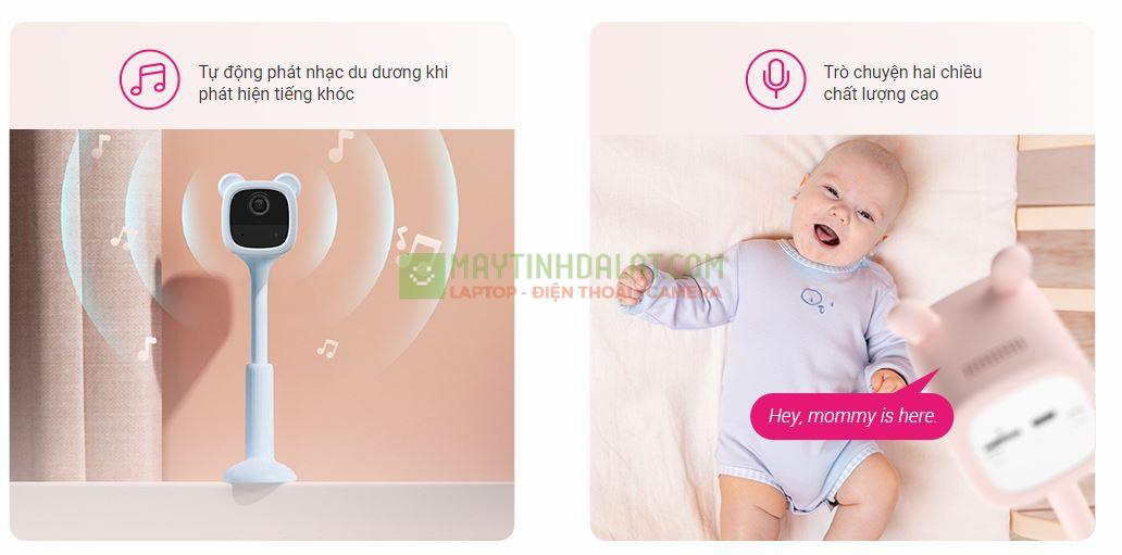 Camera trông trẻ, em bé sử dụng pin sạc, wifi Ezviz BM1 màu hồng 2MP 1080P, phát hiện tiếng khóc, phát hiện chuyển động của bé thông minh