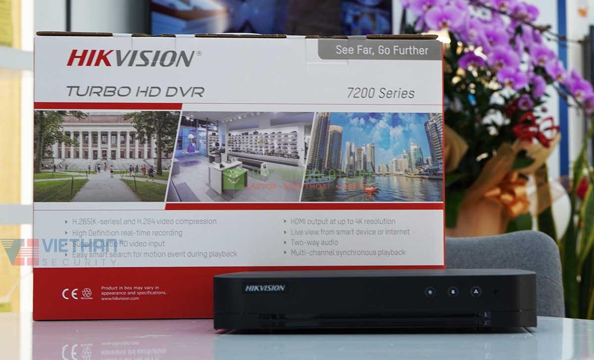 Đầu ghi 8 kênh Hikvision iDS-7208HQHI-M1/E( C ) Motion nhận dạng người & xe, 1 cổng SATA, add 4 camera IP
