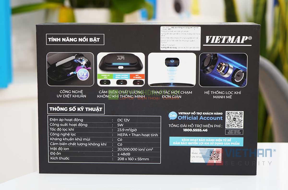 Máy lọc không khí cho ô tô VIETMAP AP1 Công nghệ UV diệt khuẩn 99.9%