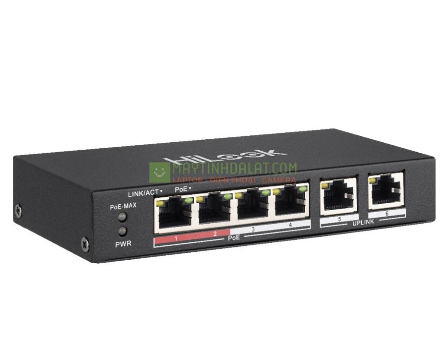 Switch 4 Port PoE HiLook NS-0106P-35 100Mbps, công suất PoE 35W, 2 cổng Uplink 100M