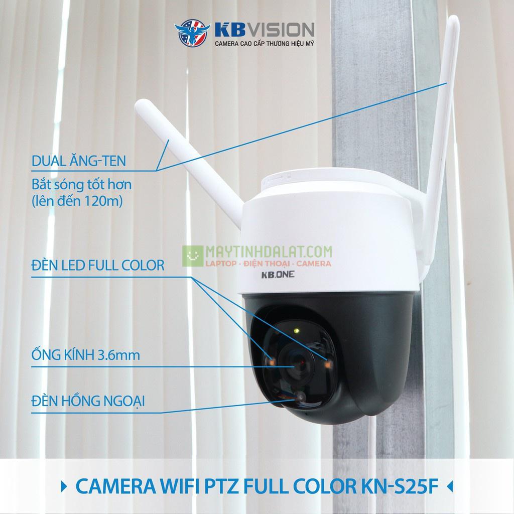 Camera Wifi không dây xoay 360 độ KBONE KN-S25F Full Color 2MP, ban đêm có màu, đàm thoại 2 chiều