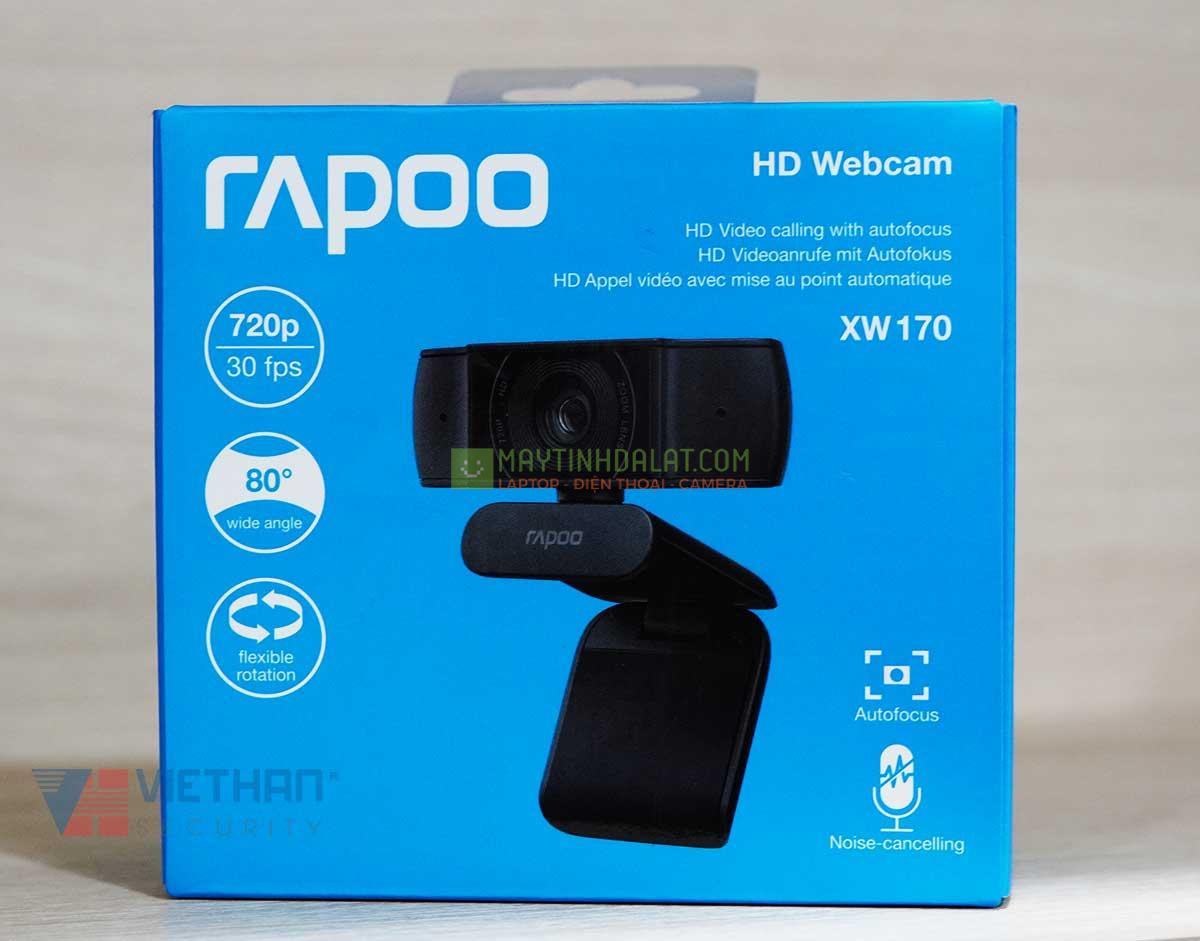 Webcam cho máy tính Rapoo XW170 độ phân giải 720P, xoay linh hoạt, góc nhìn rộng 80 độ, lấy nét tự động