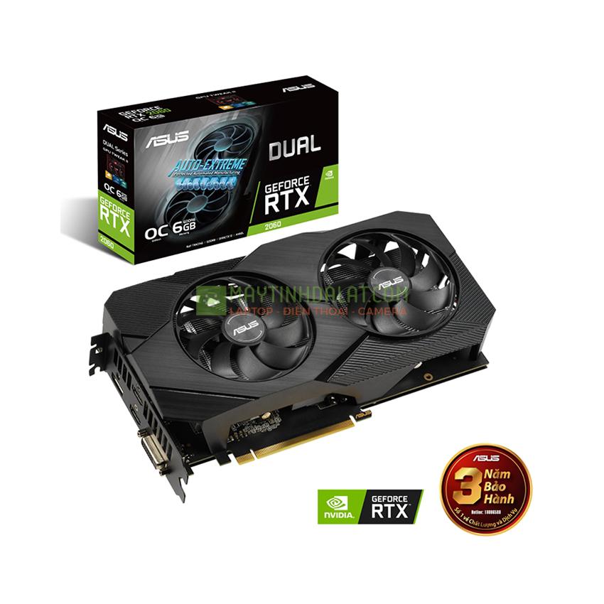 Card màn hình Asus DUAL RTX 2060-O6G EVO (6GB GDDR6, 192-bit, DVI+HDMI+DP, 1x8-p...